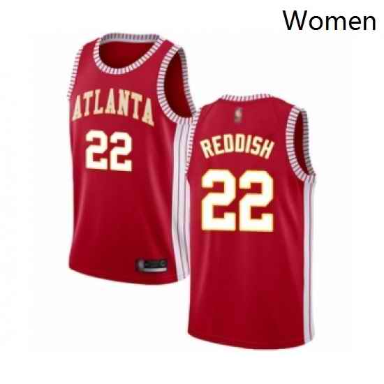 Womens Atlanta Hawks 22 Cam Reddish Authentic Red Basketball Jersey Statement Edition